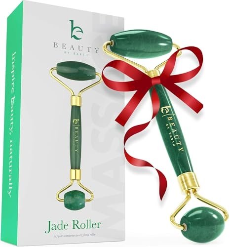 Jade Roller for Face – Face Massager Skin Care Tools with Small Eye Roller for Puffy Eyes, Face Care to Reduce Puffy Eyes, Stocking Stuffers for Her, Facial Roller Self Care Gifts for Women