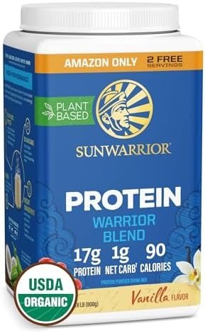 Sunwarrior Vegan Protein Powder Plant-based Protein Powder USDA Organic | BCAA Amino Acids Hemp Seed | Keto Friendly Soy, Dairy, & Gluten & Synthetic Free NON-GMO | Vanilla 32 Servings 17g Protein