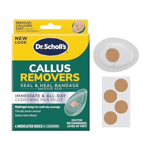 Dr. Scholl’s CALLUS REMOVER Seal & Heal Bandage with Hydrogel Technology, 4ct // Removes Calluses Fast And Provides Cushioning Protection Against Shoe Pressure And Friction For All-Day Pain Relief