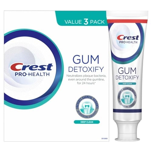 Crest Pro-Health Gum Detoxify Deep Clean Toothpaste, 4.8 oz Pack of 3 – Anticavity, Antibacterial Flouride Toothpaste, Clinically Proven, Gum and Enamel Protection, Plaque Control