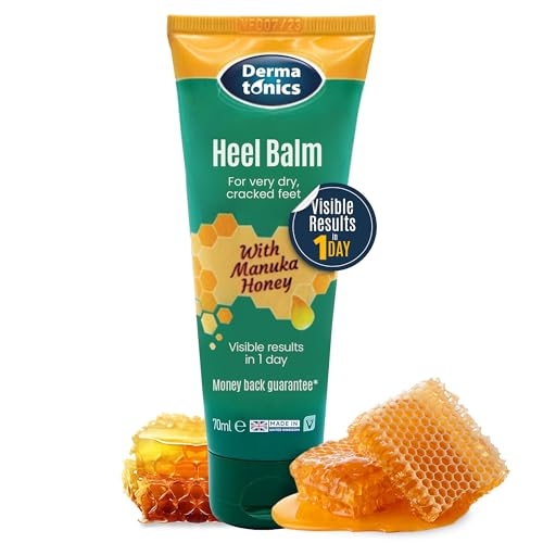 Manuka Honey Heel & Elbow Cream – Moisturizing & Exfoliating Care for Dry, Cracked Heels & Feet, Softening Callus Remover, Hydrating Foot Balm for Smooth, Healthy Skin – 2.37 fl oz Tube