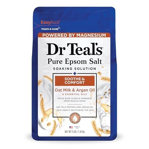 Dr Teal’s Pure Epsom Magnesium Salt Soak, Soothe & Comfort with Oat Milk & Argan Oil, 3 lbs