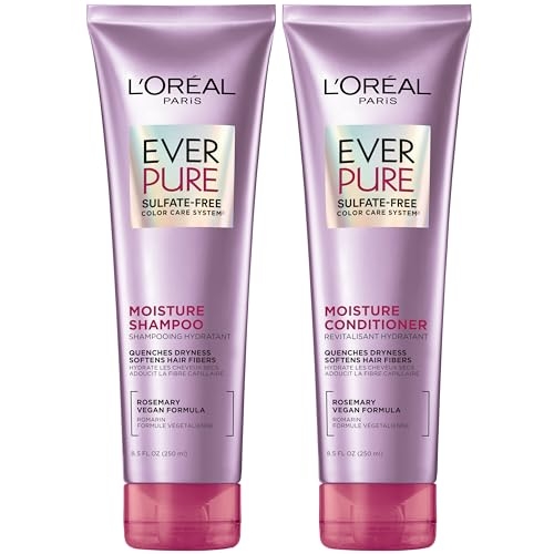 L’Oreal Paris Moisture Sulfate Free Shampoo and Conditioner Set, Hair Care for Color-Treated Hair with Rosemary Botanicals, EverPure, 1 Kit