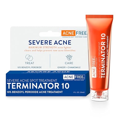 AcneFree Terminator 10 Acne Spot Treatment with Benzoyl Peroxide 10% Maximum Strength Acne Cream Treatment, 1 Ounce – Pack Of 1