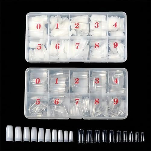 Clear and Natural Acrylic Nail Tips 1000pcs French Nail Tips For Acrylic Nails Half Cover Artificial False Nails Tips with Storage Case