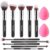 BEAKEY Makeup Brushes Set, Professional Foundation Eyeshadow Concealer Blush Powder Bronzer Applicator, 2 Blender Sponge wit Beauty Paper Case, Gifts for Women Christmas Stocking Stuffers for Adults