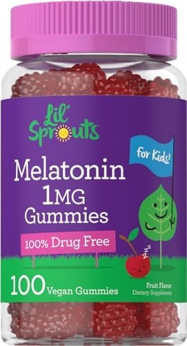 Carlyle Kids Melatonin Gummies | 1 mg 100 Count | Fruit Flavor Gummy | Vegan, Non-GMO, Gluten Free | by Lil Sprouts