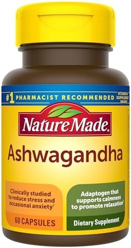 Nature Made Ashwagandha Capsules 125mg for Stress Support, 60 Capsules, 60 Day Supply