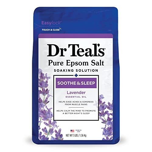 Dr Teal’s Pure Epsom Magnesium Salt Soak, Soothe & Sleep with Lavender, 3 lbs