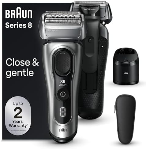 Braun Series 8 8567cc Electric Razor for Men, 4+1 Shaving Elements & Precision Long Hair Trimmer, 5in1 SmartCare Center, Close & Gentle Even on Dense Beards, Wet & Dry Electric Razor, 60min Runtime