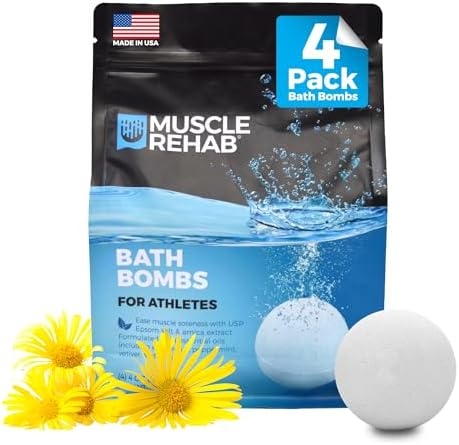 Magnesium Epsom Salt Arnica Bath Bombs – Muscle Soak Bath Bombs for Sore Muscles, Stiffness and Pain- Hand and Foot Soak -Marathon Essentials, Bath Bombs for Men or Women- 4 pk 4oz ea