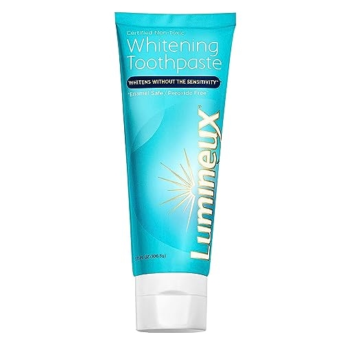 Lumineux Teeth Whitening Toothpaste – Peroxide Free, Enamel Safe for Sensitive Whiter Teeth Certified Non-Toxic, Fluoride Free, No Alcohol, Artificial Colors, SLS Free Dentist Formulated – 3.75 Oz