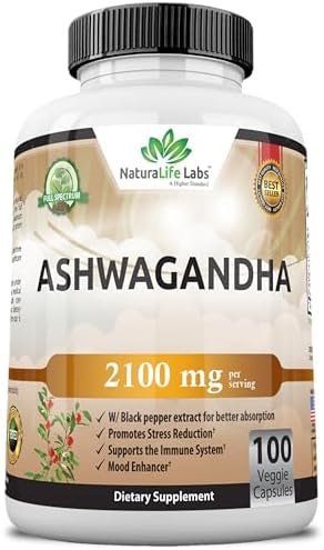 Organic Ashwagandha 2,100 mg – 100 Veggie Capsules Pure Organic Ashwagandha Powder and Root Extract – Stress Relief, Mood Enhancer