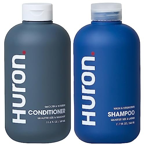 Huron Men’s Shampoo & Conditioner Set – Clean & Invigorating Scent – Hydrating, & Nourishing Shampoo & Conditioner for Men – Vegan Ingredients & Cruelty Free