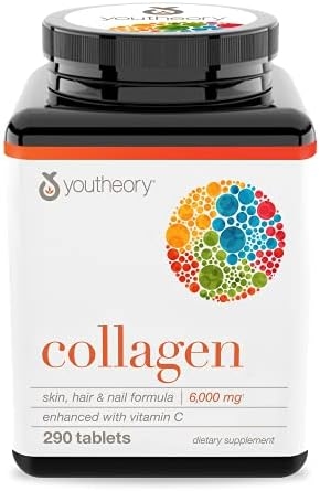 Youtheory Advanced Collagen – 6,000 mg Collagen – with Vitamin C – for Hair, Skin & Nails* – Collagen Supplements for Women and Men – 290 Tablets