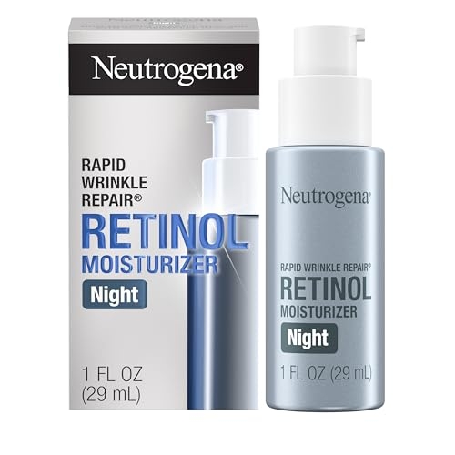 Neutrogena Retinol Face Moisturizer Cream, Rapid Wrinkle Repair, Anti-Wrinkle Night Moisturizer Cream, Anti-Wrinkle Face & Neck Cream Moisturizer with Hyaluronic Acid & Retinol, Paraben-Free, 1 fl. oz