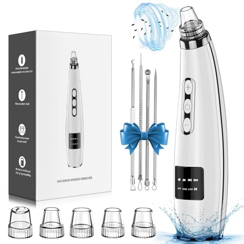 Newest Blackhead Remover Pore Vacuum Upgraded Facial Pore Cleaner Electric Comedone Whitehead Extractor Tool-5 Suction Power,5 Probes,USB Rechargeable Blackhead Vacuum Kit for Women & Men