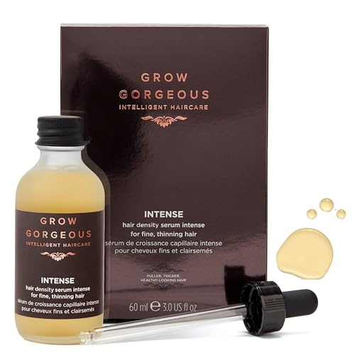 Grow Gorgeous Density Serum Intense – Vegan Hair Serum with Caffeine, Red Clover and Peptides for Thinning Hair and Hair Loss. Cruelty Free Hair Growth Serum