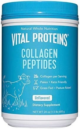 Vital Proteins Natural Whole Nutrition Collagen Peptides – Pasture Raised, Grass Fed, Paleo Friendly, Gluten Free, Single Ingredient – 24 Ounce