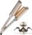 Curling Iron Hair Crimper Waver – TYMO ROVY Beach Waves Curling Wand, Ionic Deep Waver Hair Curler Tool with Ceramic 3 Barrel for Women, Dual Voltage, Anti-Scald, Easy to Use, 1.25 Inch, Elegant Gold