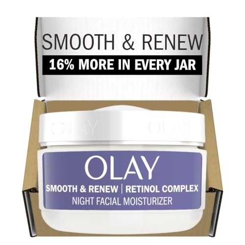 Olay Smooth & Renew Retinol Face Moisturizer, 2 oz Fragrance Free Night Cream for Fine Lines and Wrinkles with Retinoid Complex, Recyclable Eco Jar Packaging, Value Size