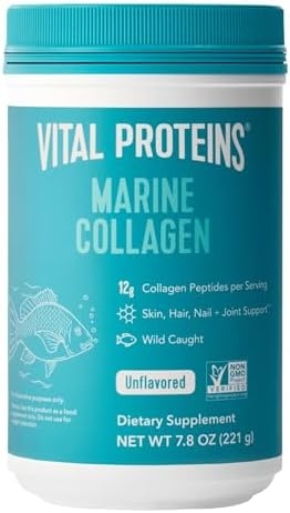 Vital Proteins Marine Collagen Peptides Powder Supplement for Skin Hair Nail Joint – Hydrolyzed Collagen – 12g per Serving – 7.8 oz Canister