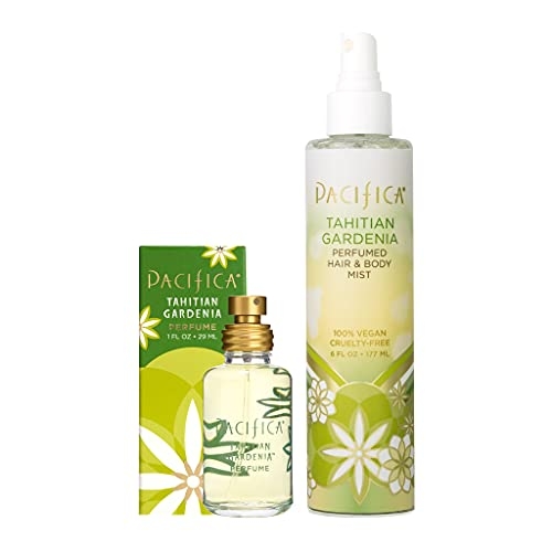 Pacifica Beauty Tahitian Gardenia Spray Perfume & Hair and Body Mist Set, Fragrances, Jasmine and Citrus, Floral Perfume, Fragrance Mist, Parfum, Clean Perfume, Vegan, 6 fl oz and 1 fl oz (Set of 2)