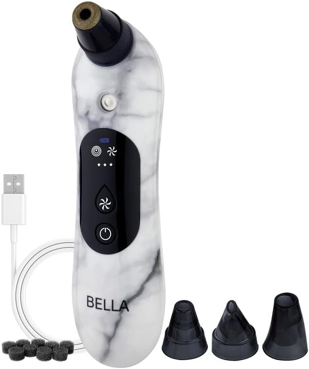 Spa Sciences – BELLA Microderm Pore Extractor & Nano Mister – 3-in-1 – Exfoliation & Pore Purification – Hydrating, Refreshing, Soothing – for All Skin Types – USB Charging