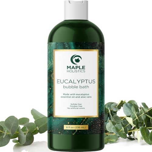 Premium Eucalyptus Bubble Bath Soap – Sulfate Free Adult Bubble Bath for Women and Men with Relaxing Essential Oils with Vitamin E – Foaming Bath Oil for Dry Skin Featuring Aromatherapy Oils