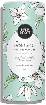 Jasmine Talc Free Dusting Powders Made with Arrowroot, Soothing Oats, zinc, and Magnesium. Free of Baking Soda. for Chafing, deodorizing, Sweating