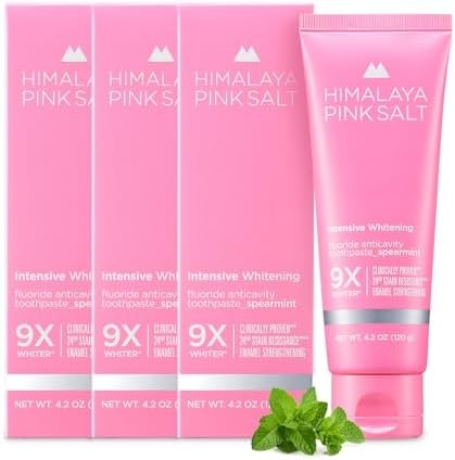 Intensive Whitening Toothpaste, 4.2oz (3 Packs) – Christmas Gifts, Stocking Stuffers for Adults, Teeth Whitening, Fluoride for Anti Cavity & Enamel Repair, Pink Toothpaste, Fresh Spearmint Flavor