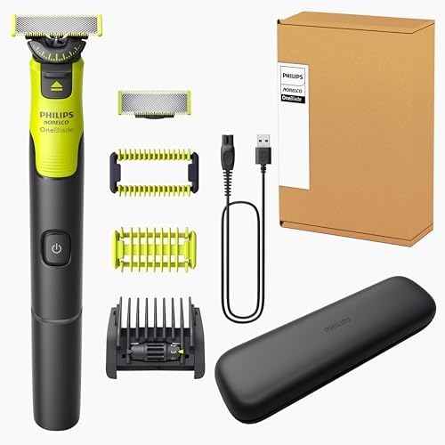 Philips Norelco OneBlade 360 with Connectivity Hybrid Face + Body, Electric Beard Trimmer, Shaver & Body Groomer with 360 Blade Tech, 1×360 Blade, 5-in-1 Comb, Body Kit, Travel Case, QP4631/90
