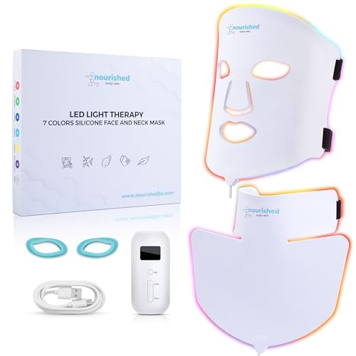 LED Light Therapy Face & Neck Mask – Facial Skin Care Device – 7 Colors Red & Blue – Rejuvenation, Anti-aging Product for Wrinkles