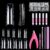 Clear Acrylic Nail Tips, MORGLES 500PCS French Clear Fake Half Cover Clear Nail Tips with Glue Nail File Nail Clipper Cuticle Fork for Nail Art