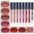 QiBest 7Pcs Matte Liquid Lipstick + 1Pcs Lip Plumper Makeup Set Kit, Pigmented Long Lasting Lip Gloss Set, Velvet Waterproof Halloween Lip Makeup Valentine’s Day Gift Sets for Girls and Women