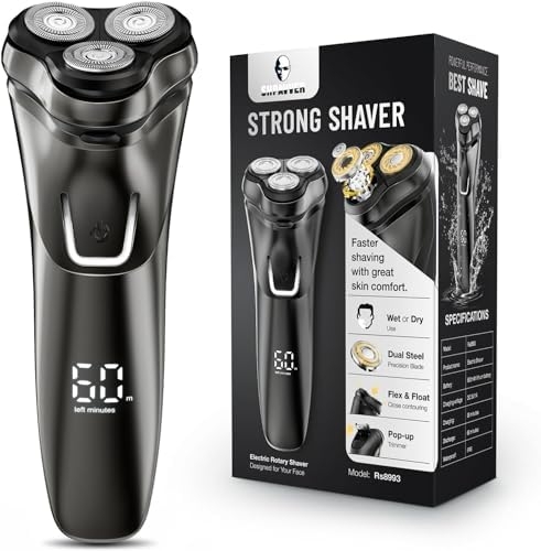 Electric Razor for Men, SHPAVVER Electric Shaver for Men, Rechargeable Wet Dry Shaver with Pop Up Trimmer, Waterproof Cordless Portable Razor