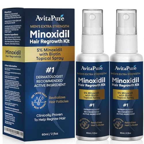 5% Minoxidil Hair Growth Serum for Men – Extra Strength Treatment to Combat Hair Loss and Thinning (2 Pack)