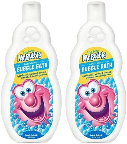 Mr. Bubble Extra Gentle Bubble Bath – Hypoallergenic, Tear Free Bubble Bath Solution Perfect for Sensitive Skin (Pack of 2 Bottles, 16 fl oz Each)