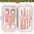 Manicure Pedicure Set Stainless Steel Nail Clippers Personal Nail Clipping Tools Portable Travel Grooming Kit with Snap-shut Case, Rose Gold