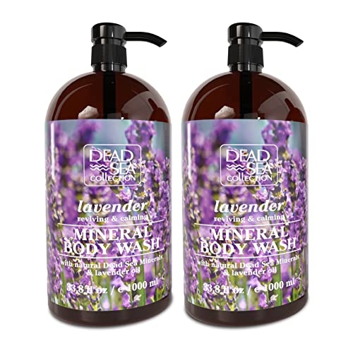 Dead Sea Collection Lavender Body Wash for Women and Men – with Pure Dead Sea Minerals and Lavender Oil – Gentle Cleanses and Moisturizes Skin – Pack of 2 (67.6 fl. oz)