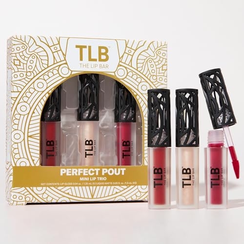 The Lip Bar – Perfect Pout Mini Lip Trio Gift Set (3 Products) – Nonstop Liquid Matte Lipstick & Non-Sticky Lip Gloss – Travel Size – Gift Box – Vegan, Gluten Free, Cruelty Free – Makeup & Cosmetics