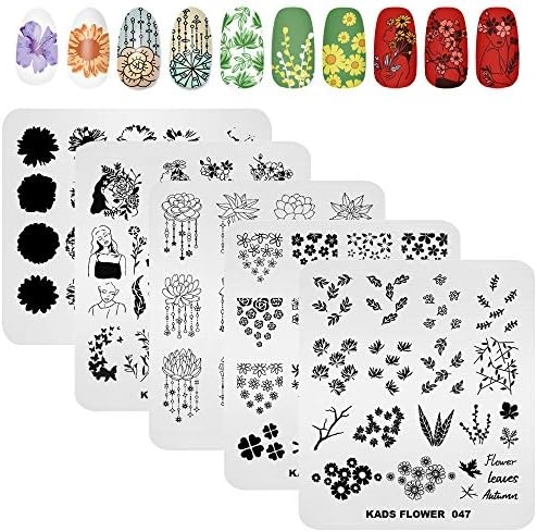 KADS 5pcs Nail Stamp Plates set Nails Art Stamping Plate Leaves Flowers Animal Nail plate Template Image Plate