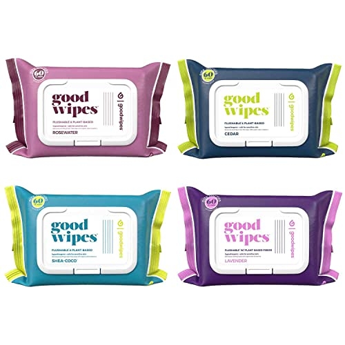 Goodwipes Flushable & Plant-Based Wipes with Botanicals | Dispenser for At-Home Use | Variety Pack with Aloe Septic and Sewer Safe | 240 count (4 packs) – Biggest Adult Wipes