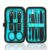 Manicure Set 9 in 1 Stainless Steel, Nail Clippers Scissors Pedicure Tools Kit – Portable Travel Grooming Kit for Men and Women with Black/Blue Leather Case (Blue)