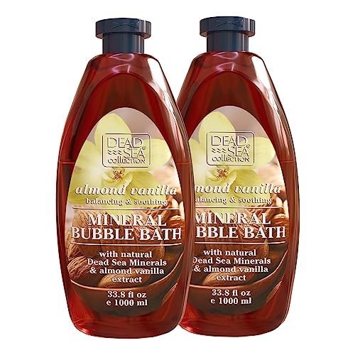 Dead Sea Collection Bubble Bath with Almond Vanilla for Women and Men – Sweet Almond Oil and Dead Sea Salt – Nourishing and Moisturizing Skin – Pack of 2 (67.6 fl.oz)