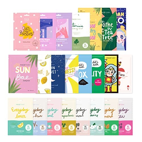 FACETORY K Beauty Face Mask Skin Care 23 COLLECTION Sheet Mask Set | Natural Premium Korean Face Mask For All Skin Types – No Sulfates No Parabens (23 pc)