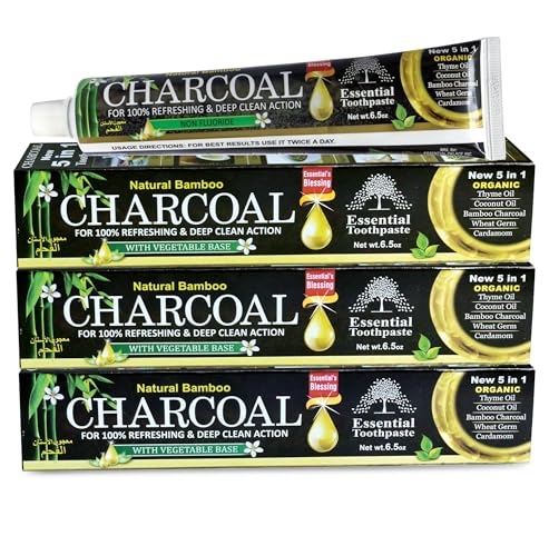 Organic Bamboo Charcoal Toothpaste 100% Natural Teeth Whitening 3 Pack Oral Care – 6.5 oz