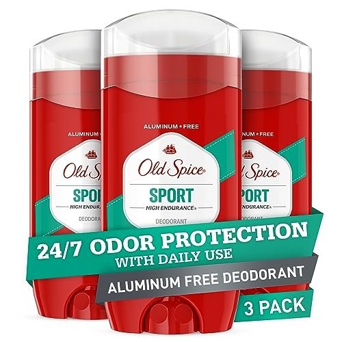 Old Spice Aluminum Free Deodorant for Men, High Endurance Sport Scent, 24/7 Odor Protection, 3 oz (Pack Of 3)