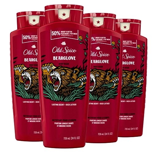 Old Spice Body Wash for Men, 3X Defense, 24/7 Shower Fresh with Long Lasting Lather, Bearglove Scent, 24 fl oz (Pack of 4)