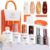 modelones Gel Nail Polish Kit with U V Light, White Burgundy Red Gold Nude Pink Manicure Set, 4 Colors Low-key Gel Mini Salon, Base&Top Coat and Stickers, DIY Home Nail Art Fall Winter Gift for Women